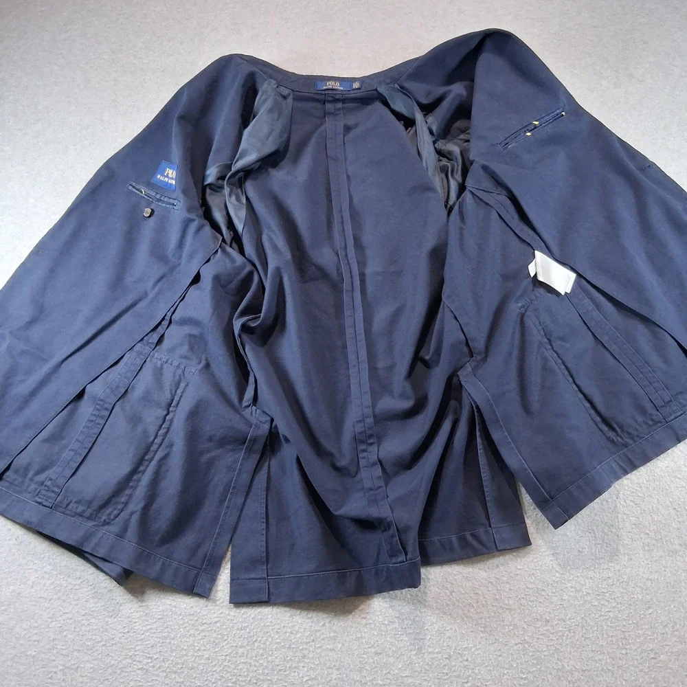 Polo Ralph Lauren Blazer XXL 46R Blue Unstructured Cotton Sport Coat Double Vent